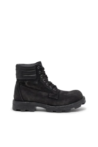 d-hammer snörning D-Hammer-Combat boots i denim och läder