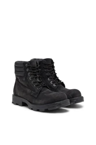 d-hammer snörning D-Hammer-Combat boots i denim och läder