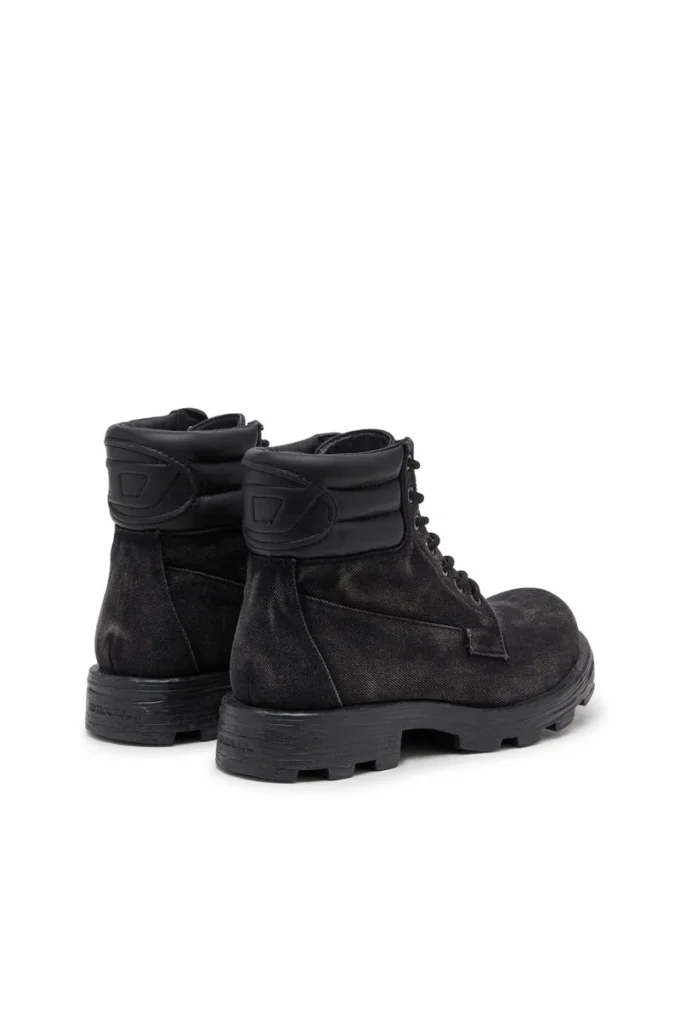 d-hammer snörning D-Hammer-Combat boots i denim och läder d-hammer snörning D-Hammer-Combat boots i denim och läder