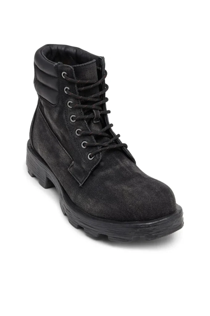 d-hammer snörning D-Hammer-Combat boots i denim och läder d-hammer snörning D-Hammer-Combat boots i denim och läder