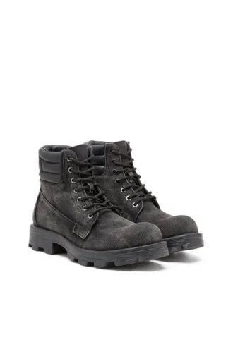 d-hammer snörning w D-Hammer-Combat boots i denim och läder