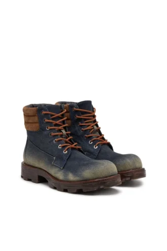 d-hammer snörning D-Hammer-Combat-kängor i denim och mocka