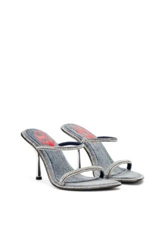 d-havanna sdl D-Havanna-Mules med klack i kristallfärgad denim