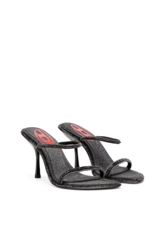 d-havanna sdl D-Havanna-Mules med klack i kristallfärgad denim