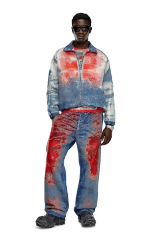 d-krap-fse Jacka i devoré-denim med logotyp