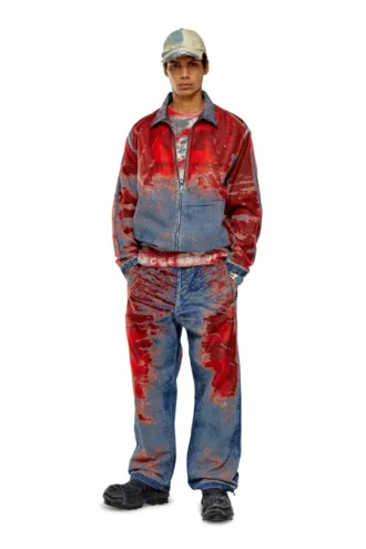d-krap-fse Jacka i devoré-denim med logotyp
