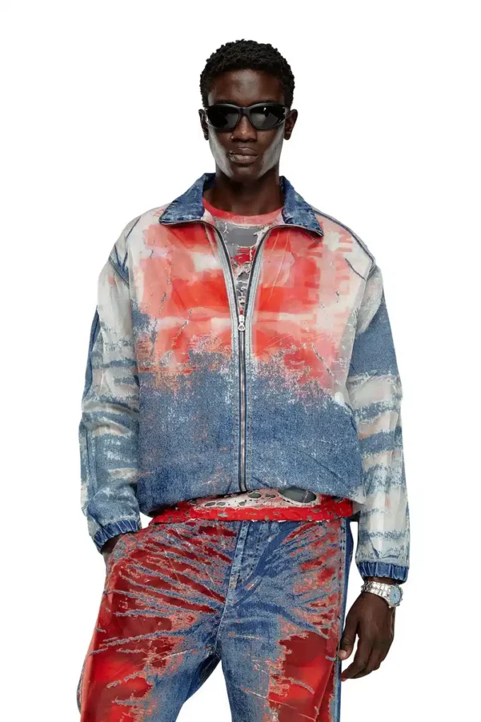 d-krap-fse Jacka i devoré-denim med logotyp d-krap-fse Jacka i devoré-denim med logotyp