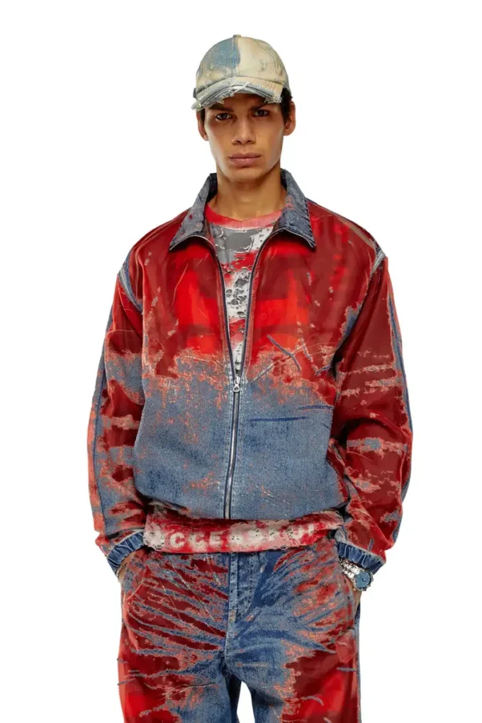 d-krap-fse Jacka i devoré-denim med logotyp d-krap-fse Jacka i devoré-denim med logotyp