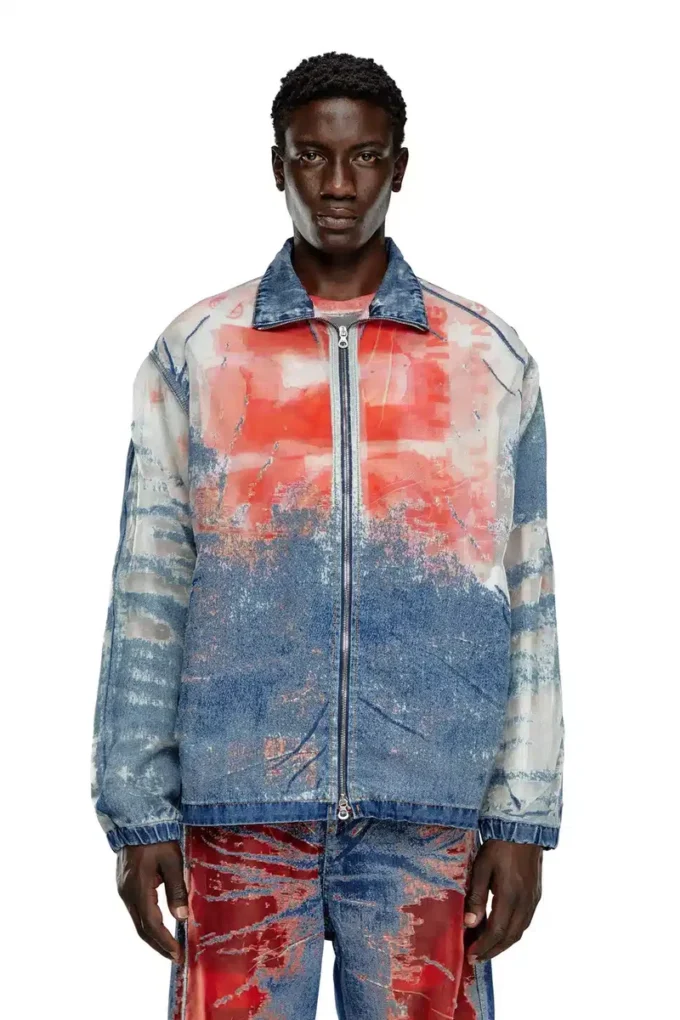 d-krap-fse Jacka i devoré-denim med logotyp d-krap-fse Jacka i devoré-denim med logotyp