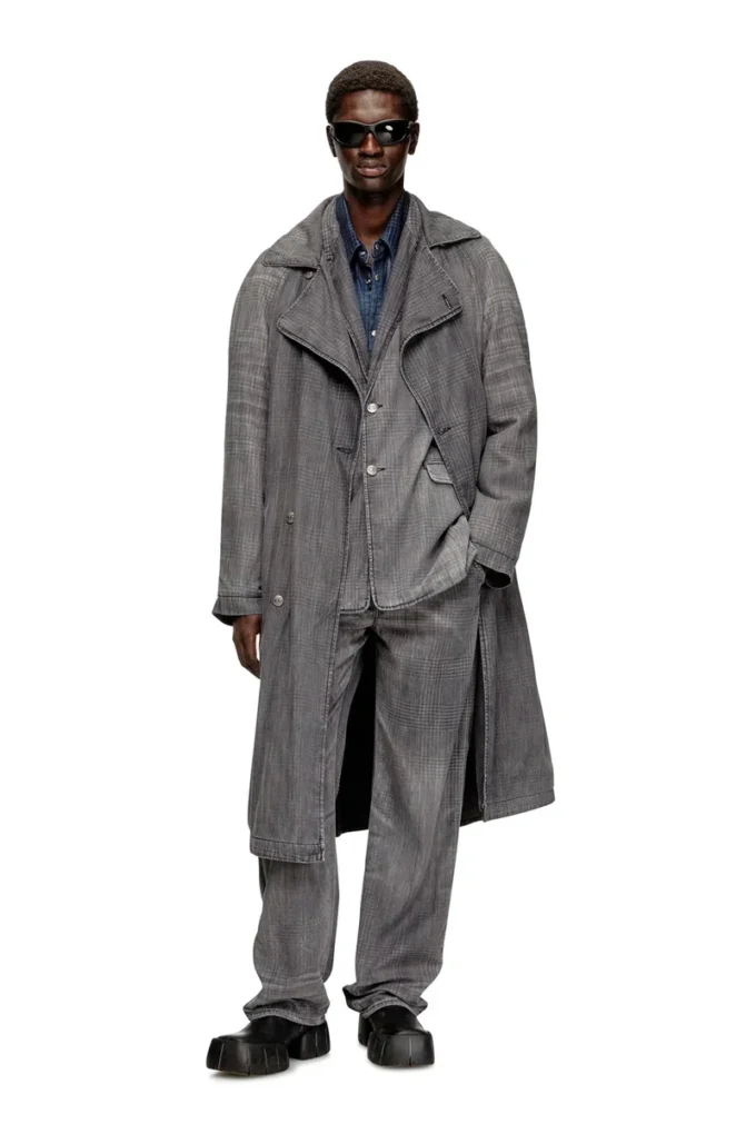 d-matthew-s Trenchcoat i mönstrat denim d-matthew-s Trenchcoat i mönstrat denim