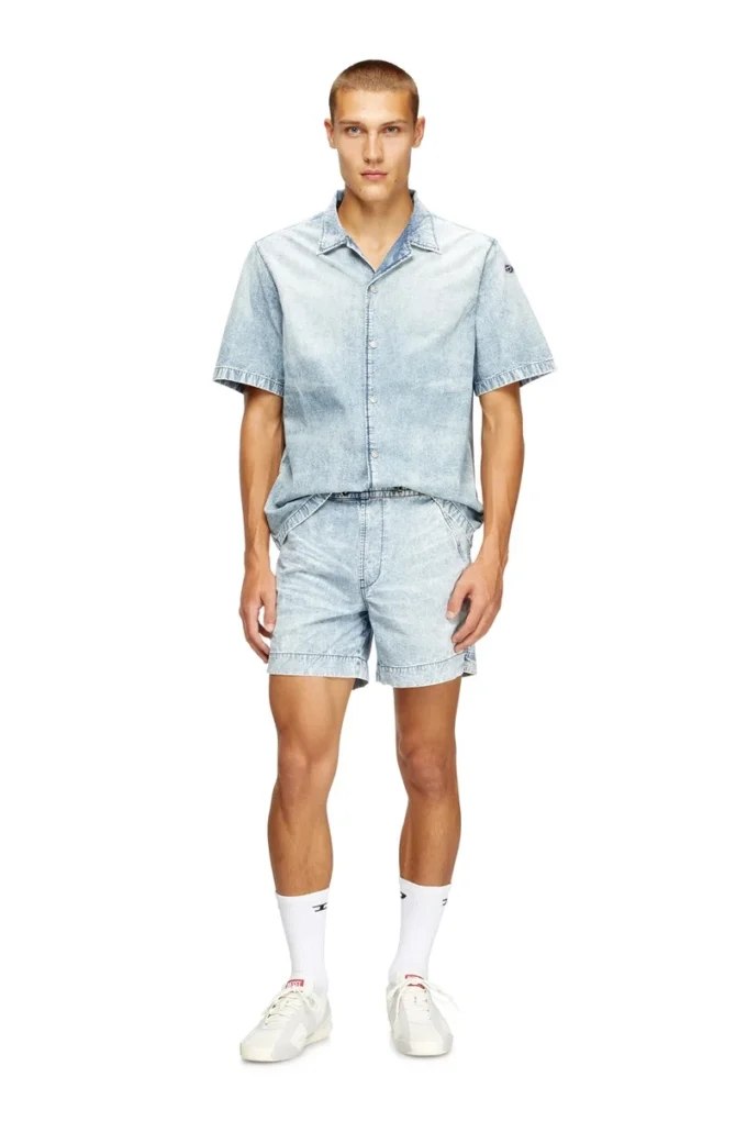 d-nabil-s4 Bowlingskjorta i marmorerad denim d-nabil-s4 Bowlingskjorta i marmorerad denim