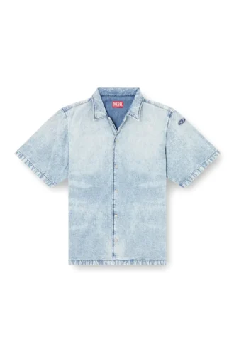 d-nabil-s4 Bowlingskjorta i marmorerad denim