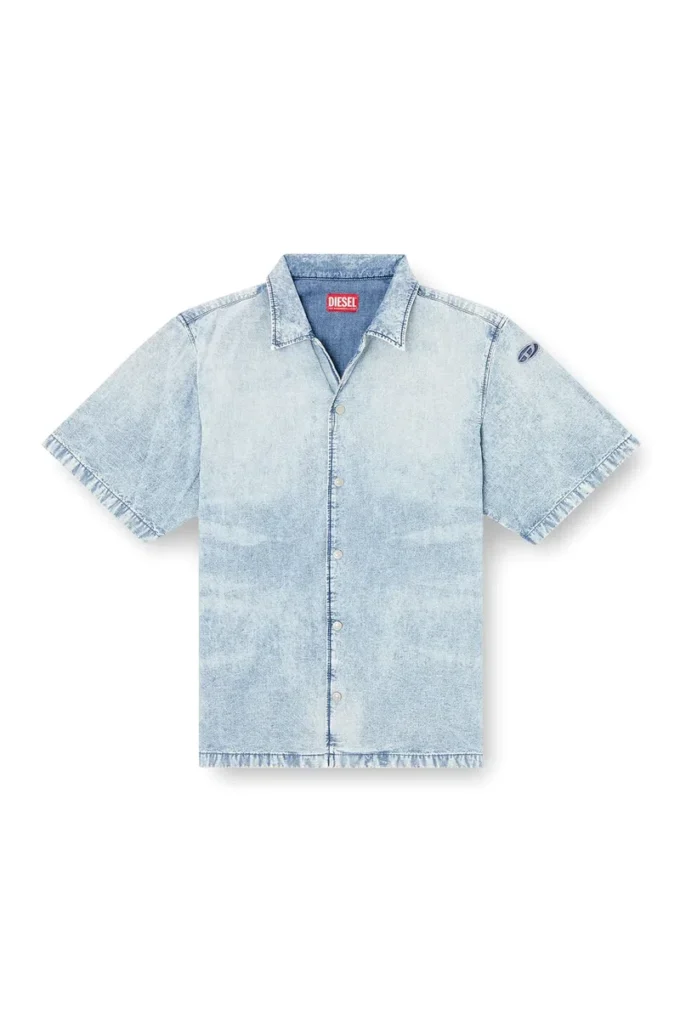 d-nabil-s4 Bowlingskjorta i marmorerad denim d-nabil-s4 Bowlingskjorta i marmorerad denim