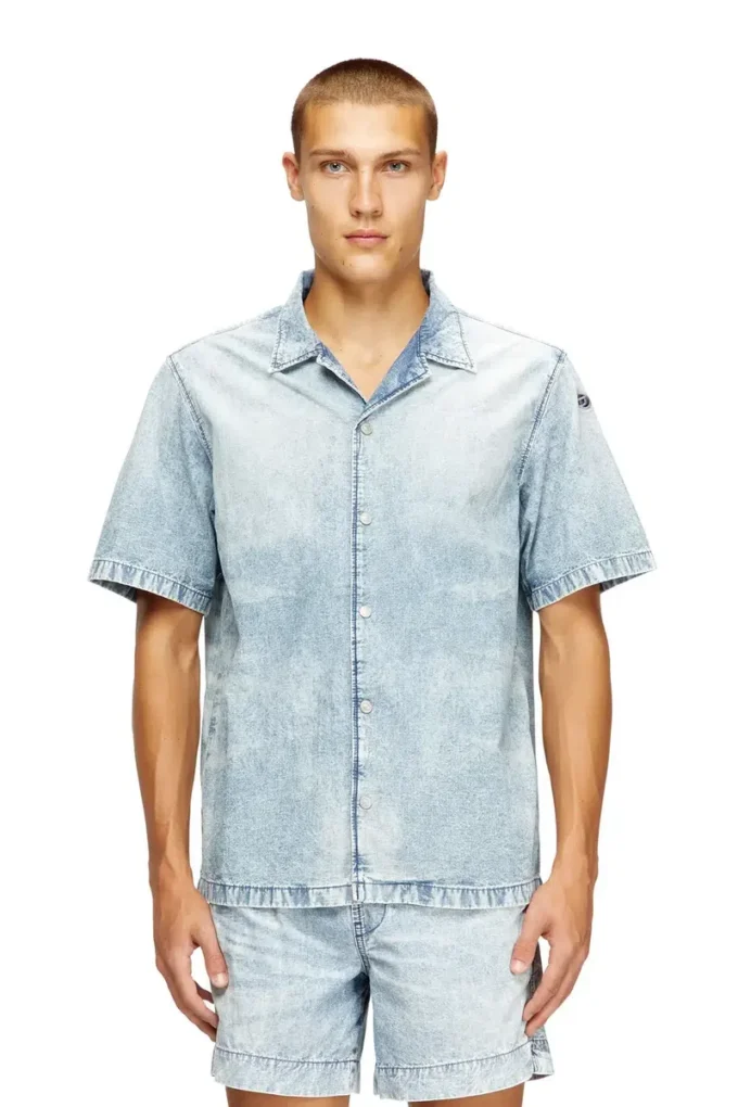 d-nabil-s4 Bowlingskjorta i marmorerad denim d-nabil-s4 Bowlingskjorta i marmorerad denim