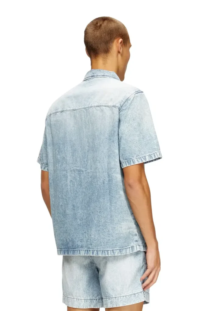 d-nabil-s4 Bowlingskjorta i marmorerad denim d-nabil-s4 Bowlingskjorta i marmorerad denim