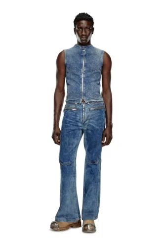 d-nata-fse Ärmlös denimtop med biker-detaljer