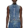 d-nata-fse Ärmlös denimtop med biker-detaljer d-nata-fse Ärmlös denimtop med biker-detaljer