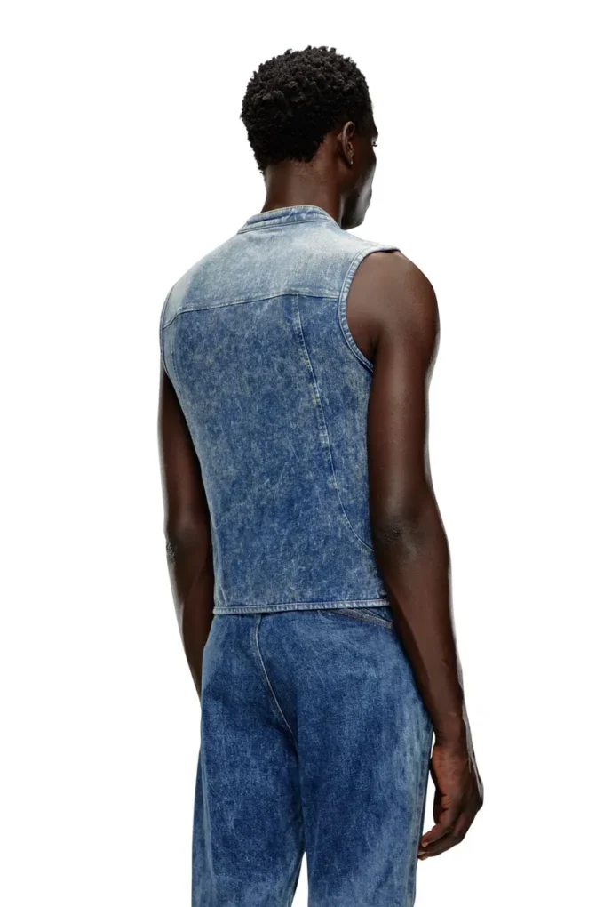 d-nata-fse Ärmlös denimtop med biker-detaljer d-nata-fse Ärmlös denimtop med biker-detaljer