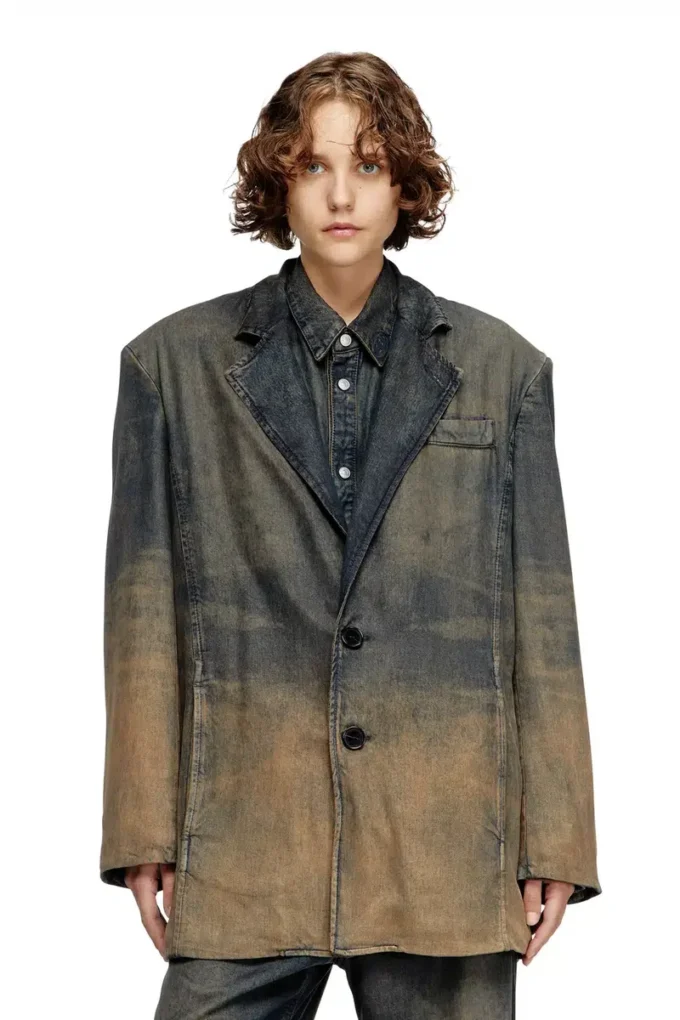 d-reg-s Blazer i flytande nyanserad denim d-reg-s Blazer i flytande nyanserad denim