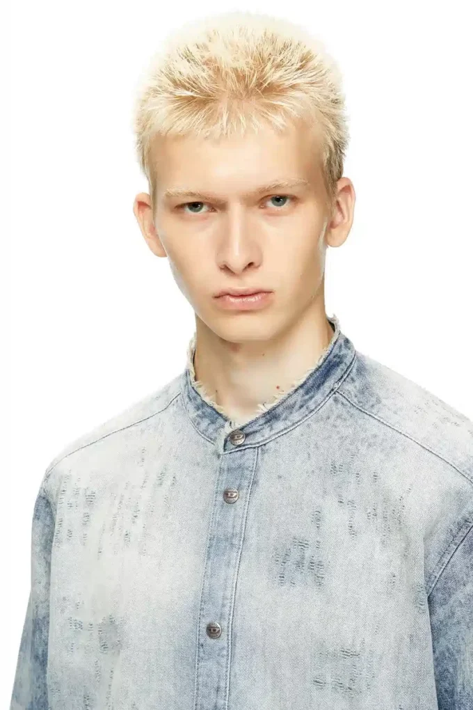 d-simp-fsh Skjorta i slitna honeycomb-denim d-simp-fsh Skjorta i slitna honeycomb-denim