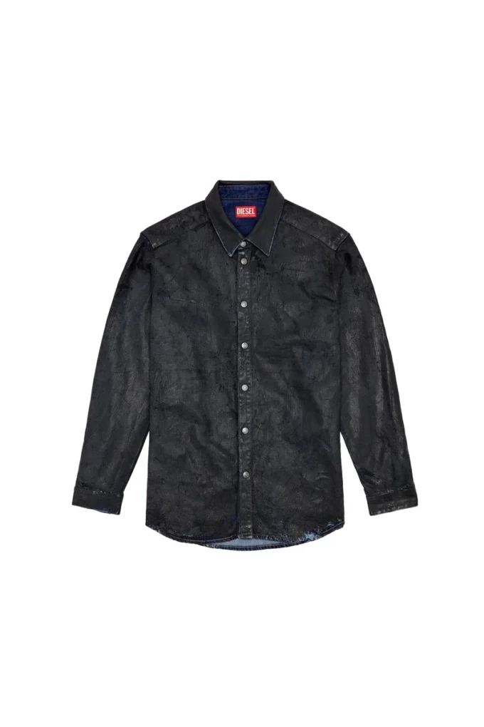 d-simply-fse Denimskjorta med craquelé-beläggning d-simply-fse Denimskjorta med craquelé-beläggning