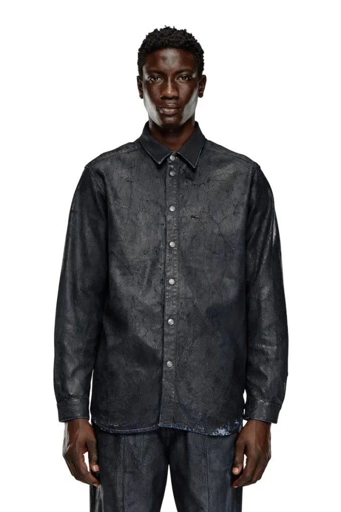 d-simply-fse Denimskjorta med craquelé-beläggning d-simply-fse Denimskjorta med craquelé-beläggning