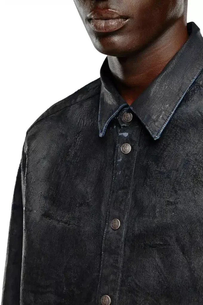 d-simply-fse Denimskjorta med craquelé-beläggning d-simply-fse Denimskjorta med craquelé-beläggning