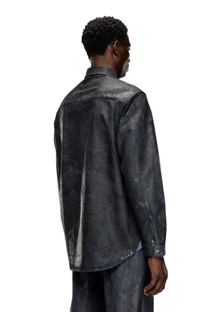 d-simply-fse Denimskjorta med craquelé-beläggning d-simply-fse Denimskjorta med craquelé-beläggning