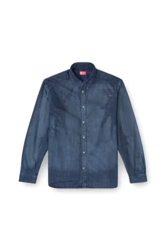 d-simply-s13 Skjorta i flytande Prince of Wales-denim