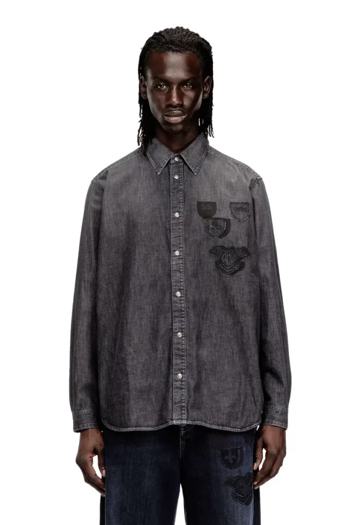 d-simply-s15 Jeansskjorta med broderat emblem