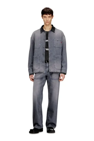 d-stack-u-l Denimjacka i utility-stil med kontrasterande krage