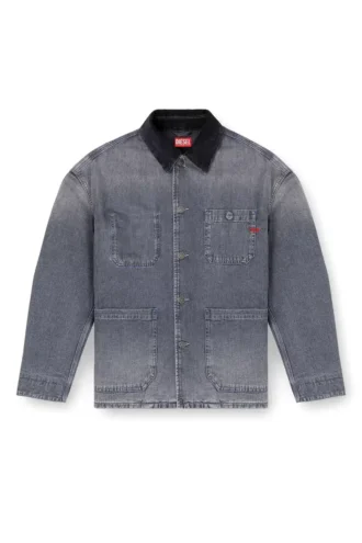 d-stack-u-l Denimjacka i utility-stil med kontrasterande krage