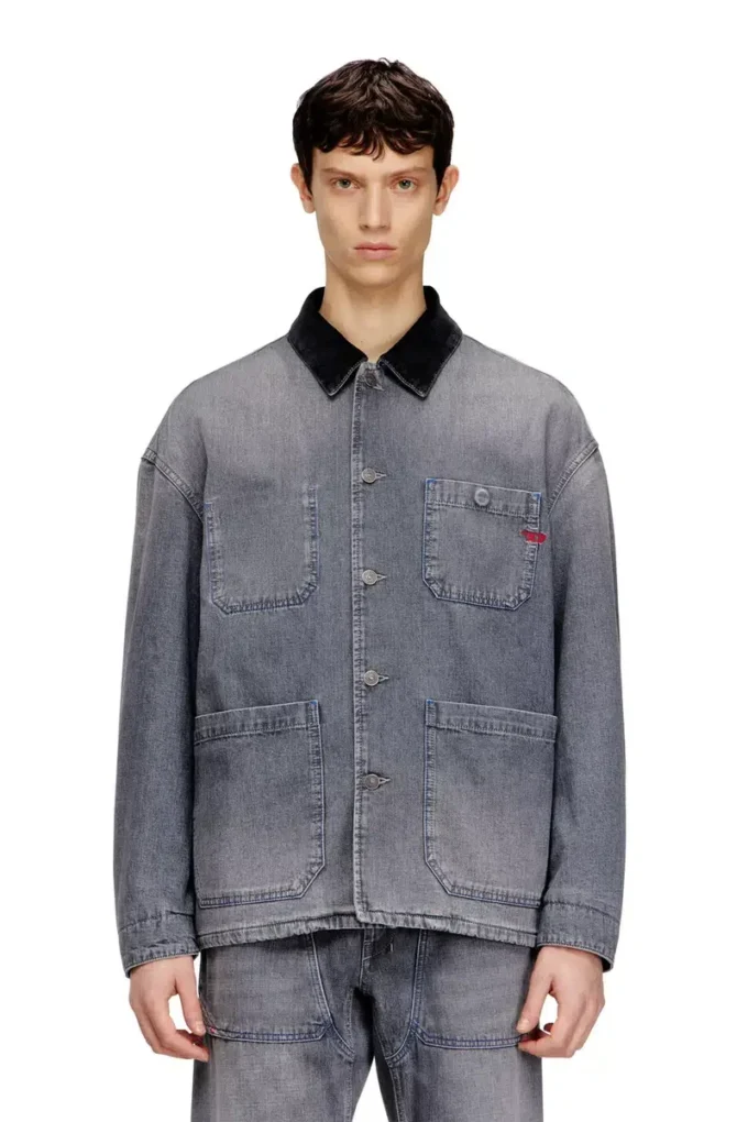 d-stack-u-l Denimjacka i utility-stil med kontrasterande krage d-stack-u-l Denimjacka i utility-stil med kontrasterande krage