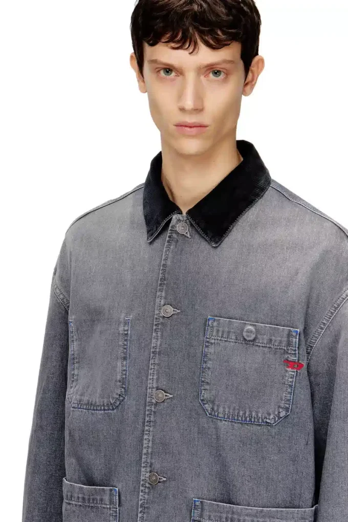 d-stack-u-l Denimjacka i utility-stil med kontrasterande krage d-stack-u-l Denimjacka i utility-stil med kontrasterande krage