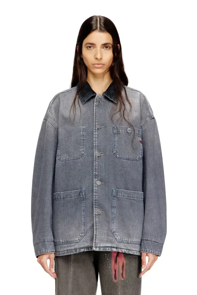 d-stack-u-l Denimjacka i utility-stil med kontrasterande krage d-stack-u-l Denimjacka i utility-stil med kontrasterande krage