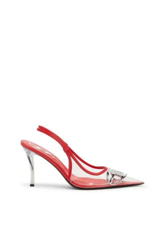 d-venus sb D-Venus-Läderkantade transparenta pumps med rem bak