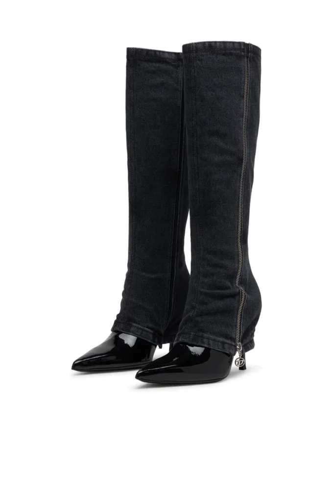 d-venus twisted boot D-Venus-Stiletto knähöga stövlar med jean trompe l’oeil d-venus twisted boot D-Venus-Stiletto knähöga stövlar med jean trompe l’oeil
