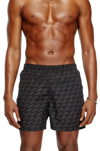 daniel-41-mono-utlt Halvlånga badshorts med logotyp över hela plagget