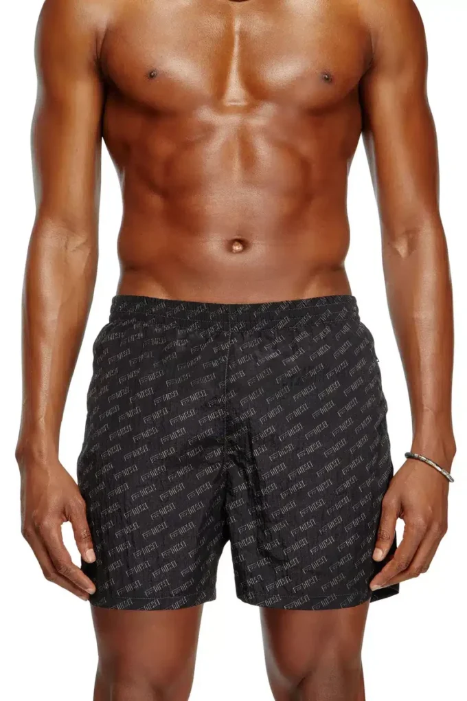 daniel-41-mono-utlt Halvlånga badshorts med logotyp över hela plagget daniel-41-mono-utlt Halvlånga badshorts med logotyp över hela plagget