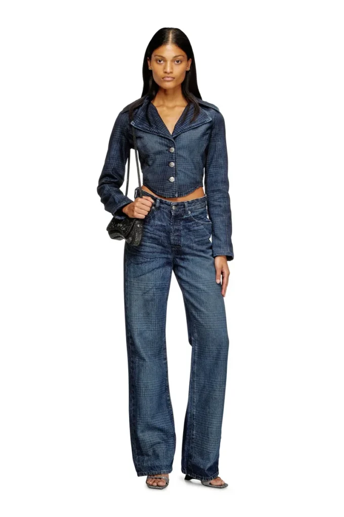 de-ali-s Kort jacka i Prince of Wales-denim de-ali-s Kort jacka i Prince of Wales-denim