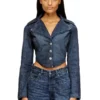 de-ali-s Kort jacka i Prince of Wales-denim de-ali-s Kort jacka i Prince of Wales-denim