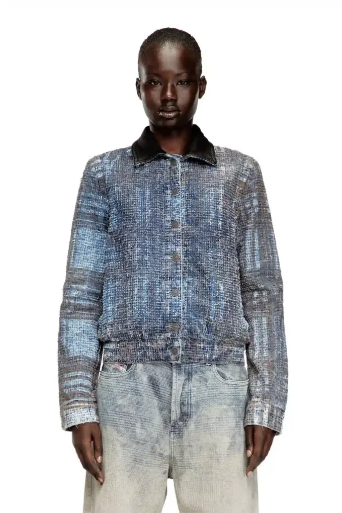 de-ateli-s Kort jacka i grafisk bouclé-denim de-ateli-s Kort jacka i grafisk bouclé-denim
