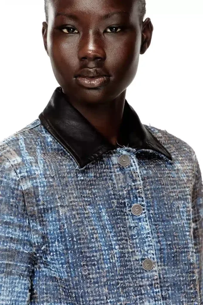 de-ateli-s Kort jacka i grafisk bouclé-denim de-ateli-s Kort jacka i grafisk bouclé-denim