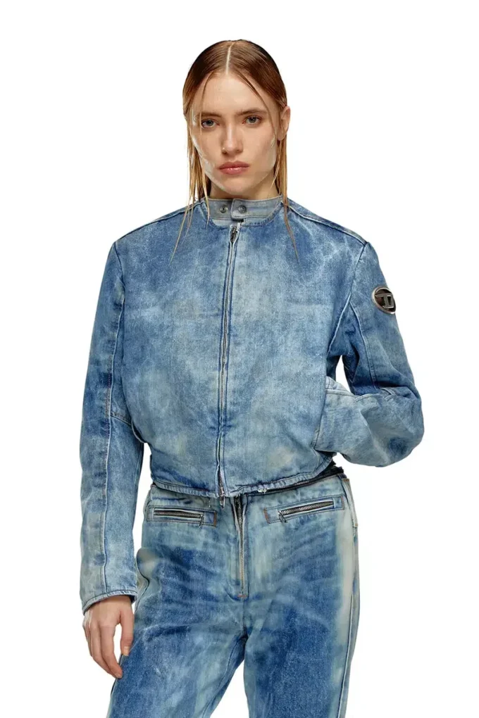 de-calur-fse Jeansjacka med biker-dragkedjedetaljer de-calur-fse Jeansjacka med biker-dragkedjedetaljer