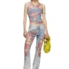 de-ciri-fse Linne i blommig devoré-denim de-ciri-fse Linne i blommig devoré-denim