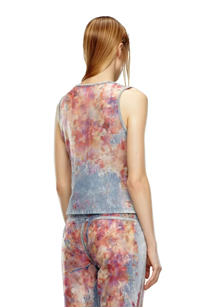 de-ciri-fse Linne i blommig devoré-denim de-ciri-fse Linne i blommig devoré-denim
