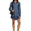 de-eazy dress-s Skjortklänning i flytande Prince of Wales-denim de-eazy dress-s Skjortklänning i flytande Prince of Wales-denim