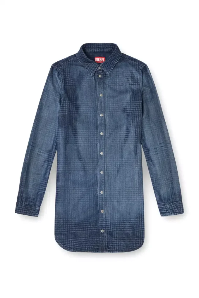 de-eazy dress-s Skjortklänning i flytande Prince of Wales-denim de-eazy dress-s Skjortklänning i flytande Prince of Wales-denim