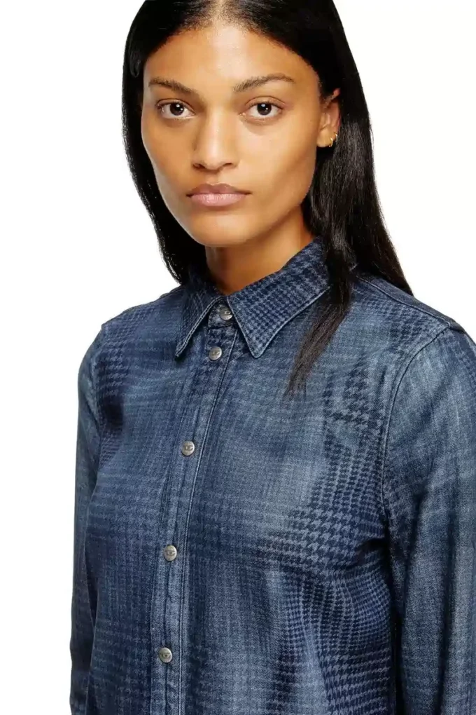 de-eazy dress-s Skjortklänning i flytande Prince of Wales-denim de-eazy dress-s Skjortklänning i flytande Prince of Wales-denim