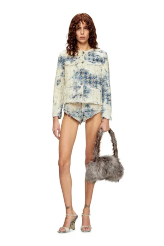 de-jizz-fsh1 Shorts i hundtandsmönstrad denim